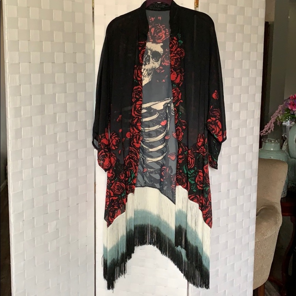 Sheer Fringed Kimono by Grateful Dead